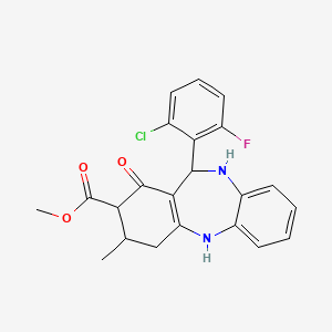 molecular formula C22H20ClFN2O3 B4054494 methyl 11-(2-chloro-6-fluorophenyl)-3-methyl-1-oxo-2,3,4,5,10,11-hexahydro-1H-dibenzo[b,e][1,4]diazepine-2-carboxylate 