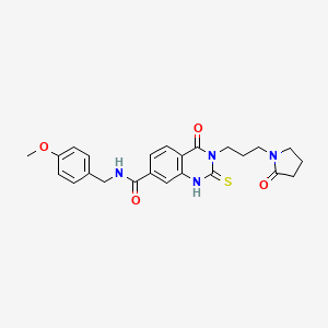 molecular formula C24H26N4O4S B4054656 N-(4-methoxybenzyl)-4-oxo-3-[3-(2-oxo-1-pyrrolidinyl)propyl]-2-thioxo-1,2,3,4-tetrahydro-7-quinazolinecarboxamide 