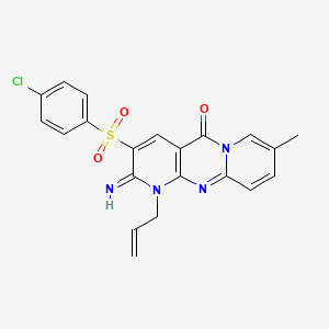 molecular formula C21H17ClN4O3S B4054677 5-(4-chlorophenyl)sulfonyl-6-imino-13-methyl-7-prop-2-enyl-1,7,9-triazatricyclo[8.4.0.03,8]tetradeca-3(8),4,9,11,13-pentaen-2-one 