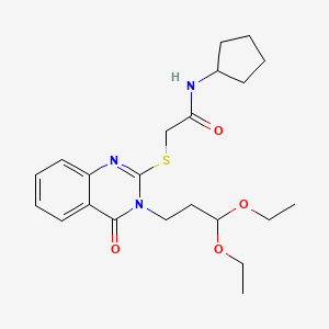 molecular formula C22H31N3O4S B4054725 N-Cyclopentyl-2-{[3-(3,3-diethoxypropyl)-4-oxo-3,4-dihydroquinazolin-2-YL]sulfanyl}acetamide 