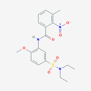 molecular formula C19H23N3O6S B4054788 N-{5-[(diethylamino)sulfonyl]-2-methoxyphenyl}-3-methyl-2-nitrobenzamide 