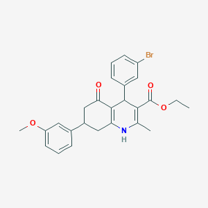 molecular formula C26H26BrNO4 B4054819 ethyl 4-(3-bromophenyl)-7-(3-methoxyphenyl)-2-methyl-5-oxo-1,4,5,6,7,8-hexahydro-3-quinolinecarboxylate 
