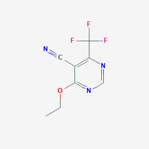 molecular formula C8H6F3N3O B040549 4-Ethoxy-6-(trifluoromethyl)pyrimidine-5-carbonitrile CAS No. 124342-82-1