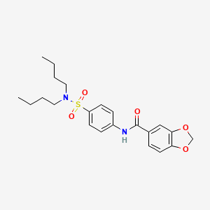 molecular formula C22H28N2O5S B4054911 N-[4-(dibutylsulfamoyl)phenyl]-1,3-benzodioxole-5-carboxamide 
