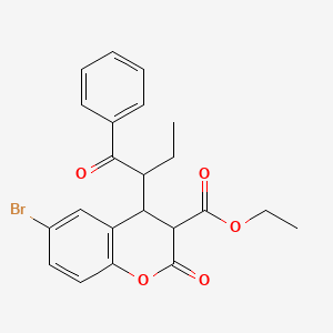 molecular formula C22H21BrO5 B4054963 Ethyl 6-bromo-2-oxo-4-(1-oxo-1-phenylbutan-2-yl)-3,4-dihydrochromene-3-carboxylate 