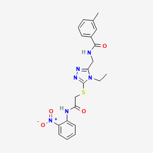 molecular formula C21H22N6O4S B4054981 N-{[4-ethyl-5-({2-[(2-nitrophenyl)amino]-2-oxoethyl}sulfanyl)-4H-1,2,4-triazol-3-yl]methyl}-3-methylbenzamide 