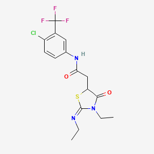 molecular formula C16H17ClF3N3O2S B4055024 N-[4-chloro-3-(trifluoromethyl)phenyl]-2-[3-ethyl-2-(ethylimino)-4-oxo-1,3-thiazolidin-5-yl]acetamide 