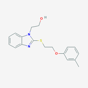 molecular formula C18H20N2O2S B405503 2-(2-{[2-(3-METHYLPHENOXY)ETHYL]SULFANYL}-1H-1,3-BENZODIAZOL-1-YL)ETHAN-1-OL 