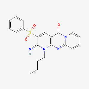 molecular formula C21H20N4O3S B4055158 5-(benzenesulfonyl)-7-butyl-6-imino-1,7,9-triazatricyclo[8.4.0.03,8]tetradeca-3(8),4,9,11,13-pentaen-2-one 