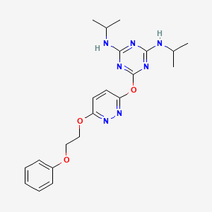 molecular formula C21H27N7O3 B4055171 6-[6-(2-phenoxyethoxy)pyridazin-3-yl]oxy-2-N,4-N-di(propan-2-yl)-1,3,5-triazine-2,4-diamine 