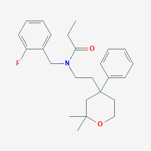 molecular formula C25H32FNO2 B4055182 N-[2-(2,2-dimethyl-4-phenyloxan-4-yl)ethyl]-N-[(2-fluorophenyl)methyl]propanamide 