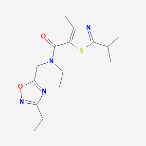 molecular formula C15H22N4O2S B4055321 N-ethyl-N-[(3-ethyl-1,2,4-oxadiazol-5-yl)methyl]-2-isopropyl-4-methyl-1,3-thiazole-5-carboxamide 
