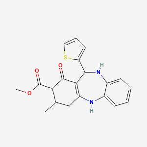 molecular formula C20H20N2O3S B4055332 methyl 3-methyl-1-oxo-11-(2-thienyl)-2,3,4,5,10,11-hexahydro-1H-dibenzo[b,e][1,4]diazepine-2-carboxylate 