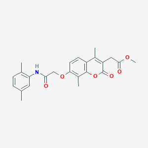 molecular formula C24H25NO6 B4055392 METHYL 2-(7-{[(2,5-DIMETHYLPHENYL)CARBAMOYL]METHOXY}-4,8-DIMETHYL-2-OXO-2H-CHROMEN-3-YL)ACETATE 