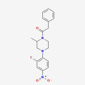 molecular formula C19H20FN3O3 B4055407 1-[4-(2-Fluoro-4-nitrophenyl)-2-methylpiperazin-1-yl]-2-phenylethanone 