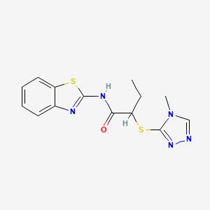 molecular formula C14H15N5OS2 B4055431 N~1~-(1,3-BENZOTHIAZOL-2-YL)-2-[(4-METHYL-4H-1,2,4-TRIAZOL-3-YL)SULFANYL]BUTANAMIDE 