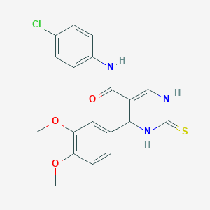molecular formula C20H20ClN3O3S B405548 N-(4-CHLOROPHENYL)-4-(3,4-DIMETHOXYPHENYL)-6-METHYL-2-SULFANYLIDENE-1,2,3,4-TETRAHYDROPYRIMIDINE-5-CARBOXAMIDE 
