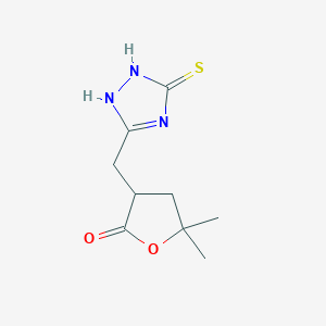 molecular formula C9H13N3O2S B4055489 5,5-DIMETHYL-3-[(5-SULFANYL-4H-1,2,4-TRIAZOL-3-YL)METHYL]OXOLAN-2-ONE 