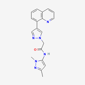 molecular formula C19H18N6O B4055603 N-(1,3-dimethyl-1H-pyrazol-5-yl)-2-[4-(8-quinolinyl)-1H-pyrazol-1-yl]acetamide trifluoroacetate 