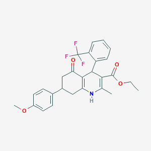 molecular formula C27H26F3NO4 B4055734 ethyl 7-(4-methoxyphenyl)-2-methyl-5-oxo-4-[2-(trifluoromethyl)phenyl]-4,6,7,8-tetrahydro-1H-quinoline-3-carboxylate 
