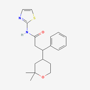 molecular formula C19H24N2O2S B4055755 3-(2,2-dimethyltetrahydro-2H-pyran-4-yl)-3-phenyl-N-1,3-thiazol-2-ylpropanamide 