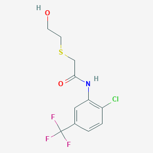 molecular formula C11H11ClF3NO2S B4055883 N-[2-chloro-5-(trifluoromethyl)phenyl]-2-[(2-hydroxyethyl)sulfanyl]acetamide 