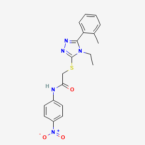molecular formula C19H19N5O3S B4055968 2-{[4-ethyl-5-(2-methylphenyl)-4H-1,2,4-triazol-3-yl]sulfanyl}-N-(4-nitrophenyl)acetamide 