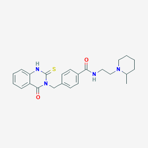 molecular formula C24H28N4O2S B4056114 N-[2-(2-methyl-1-piperidinyl)ethyl]-4-[(4-oxo-2-thioxo-1,4-dihydro-3(2H)-quinazolinyl)methyl]benzamide 