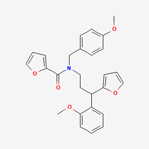 molecular formula C27H27NO5 B4056190 N-[3-(furan-2-yl)-3-(2-methoxyphenyl)propyl]-N-[(4-methoxyphenyl)methyl]furan-2-carboxamide 
