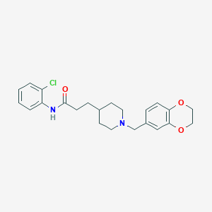 molecular formula C23H27ClN2O3 B4056197 N-(2-chlorophenyl)-3-[1-(2,3-dihydro-1,4-benzodioxin-6-ylmethyl)piperidin-4-yl]propanamide 