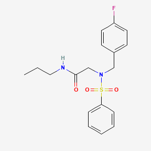 molecular formula C18H21FN2O3S B4056250 N~2~-(4-fluorobenzyl)-N~2~-(phenylsulfonyl)-N~1~-propylglycinamide 