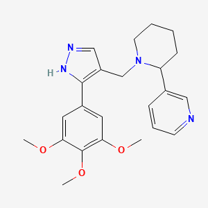 molecular formula C23H28N4O3 B4056280 3-[1-[[5-(3,4,5-trimethoxyphenyl)-1H-pyrazol-4-yl]methyl]piperidin-2-yl]pyridine 