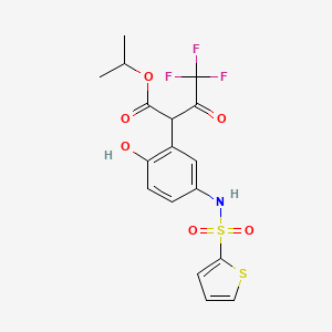 molecular formula C17H16F3NO6S2 B4056288 propan-2-yl 4,4,4-trifluoro-2-[2-hydroxy-5-(thiophen-2-ylsulfonylamino)phenyl]-3-oxobutanoate 
