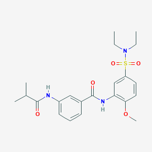 molecular formula C22H29N3O5S B4056297 N-[5-(DIETHYLSULFAMOYL)-2-METHOXYPHENYL]-3-(2-METHYLPROPANAMIDO)BENZAMIDE 