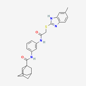 molecular formula C27H30N4O2S B4056376 N~1~-[3-({2-[(5-METHYL-1H-1,3-BENZIMIDAZOL-2-YL)SULFANYL]ACETYL}AMINO)PHENYL]-1-ADAMANTANECARBOXAMIDE 