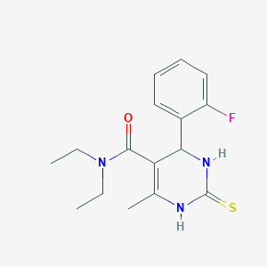 molecular formula C16H20FN3OS B4056586 N,N-DIETHYL-4-(2-FLUOROPHENYL)-6-METHYL-2-SULFANYLIDENE-1,2,3,4-TETRAHYDROPYRIMIDINE-5-CARBOXAMIDE 