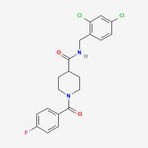 molecular formula C20H19Cl2FN2O2 B4056707 N-(2,4-dichlorobenzyl)-1-[(4-fluorophenyl)carbonyl]piperidine-4-carboxamide 