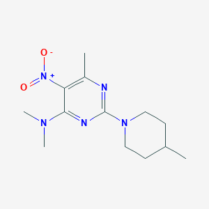 molecular formula C13H21N5O2 B4056835 N,N,6-trimethyl-2-(4-methylpiperidin-1-yl)-5-nitropyrimidin-4-amine 