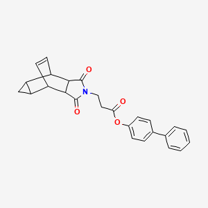 molecular formula C26H23NO4 B4056896 biphenyl-4-yl 3-(1,3-dioxooctahydro-4,6-ethenocyclopropa[f]isoindol-2(1H)-yl)propanoate 