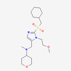molecular formula C20H35N3O4S B4057099 N-[[2-(cyclohexylmethylsulfonyl)-3-(2-methoxyethyl)imidazol-4-yl]methyl]-N-methyloxan-4-amine 