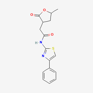 molecular formula C16H16N2O3S B4057136 2-(5-methyl-2-oxotetrahydro-3-furanyl)-N-(4-phenyl-1,3-thiazol-2-yl)acetamide 
