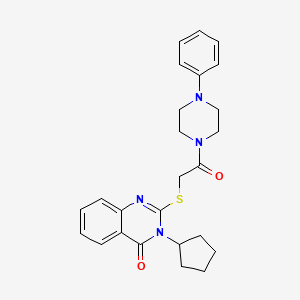 molecular formula C25H28N4O2S B4057152 3-Cyclopentyl-2-[2-oxo-2-(4-phenylpiperazin-1-yl)ethyl]sulfanylquinazolin-4-one 