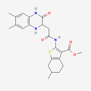 molecular formula C23H27N3O4S B4057195 methyl 2-(2-(6,7-dimethyl-3-oxo-1,2,3,4-tetrahydroquinoxalin-2-yl)acetamido)-6-methyl-4,5,6,7-tetrahydrobenzo[b]thiophene-3-carboxylate 
