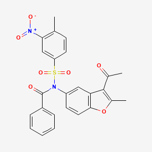 molecular formula C25H20N2O7S B4057238 N-(3-Acetyl-2-methyl-1-benzofuran-5-YL)-N-(4-methyl-3-nitrobenzenesulfonyl)benzamide 