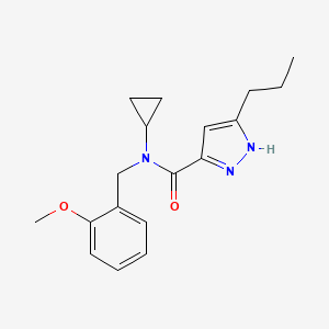 molecular formula C18H23N3O2 B4057614 N-cyclopropyl-N-[(2-methoxyphenyl)methyl]-5-propyl-1H-pyrazole-3-carboxamide 
