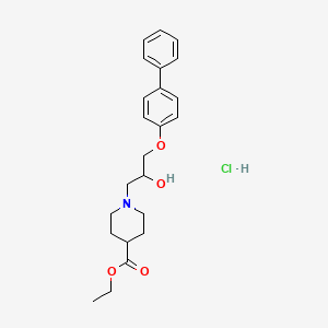 molecular formula C23H30ClNO4 B4057871 Ethyl 1-[2-hydroxy-3-(4-phenylphenoxy)propyl]piperidine-4-carboxylate;hydrochloride 