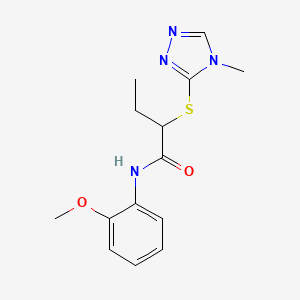 molecular formula C14H18N4O2S B4057881 N-(2-methoxyphenyl)-2-[(4-methyl-4H-1,2,4-triazol-3-yl)sulfanyl]butanamide 