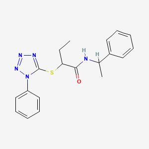 molecular formula C19H21N5OS B4057909 N~1~-(1-PHENYLETHYL)-2-[(1-PHENYL-1H-1,2,3,4-TETRAAZOL-5-YL)SULFANYL]BUTANAMIDE 