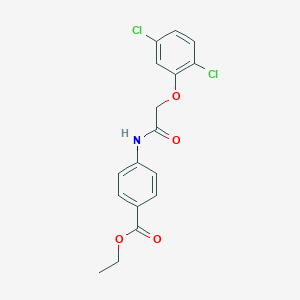 molecular formula C17H15Cl2NO4 B405792 ETHYL 4-[2-(2,5-DICHLOROPHENOXY)ACETAMIDO]BENZOATE 