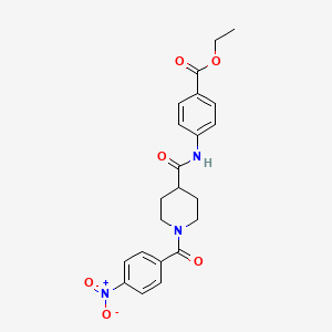 molecular formula C22H23N3O6 B4058011 Ethyl 4-[[1-(4-nitrobenzoyl)piperidine-4-carbonyl]amino]benzoate 